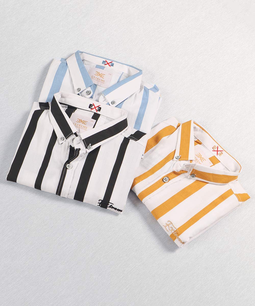 پیراهن مردانه آستین کوتاه راه راه 0413