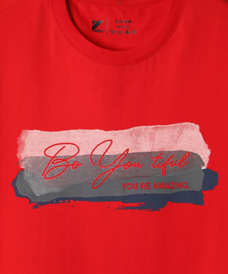 تیشرت قرمز طرح دار مردانه 1191