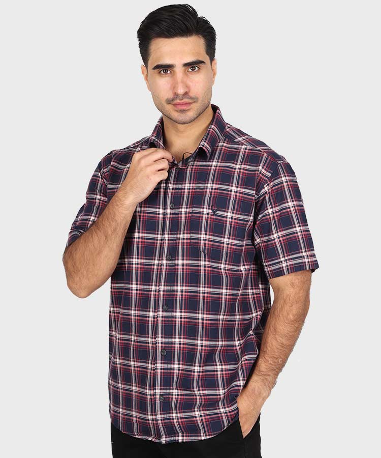         سورمه ای پیراهن آستین کوتاه کلاسیک 0947  - تصویر 4