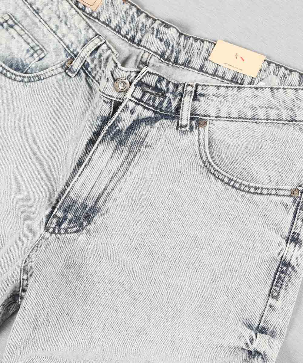 شلوار جین مام فیت مردانه آبی یخی 0310