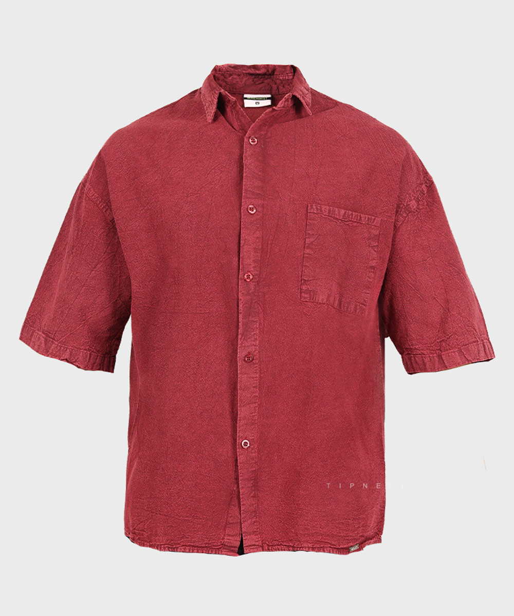 پیراهن مردانه باکسی سنگشور زرشکی ماچینیست 0634