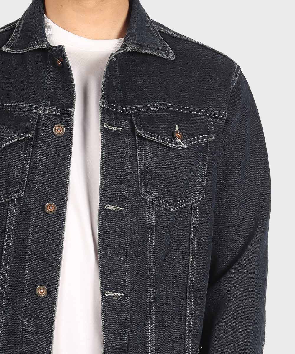 کت جین سورمه ای ساده 0202