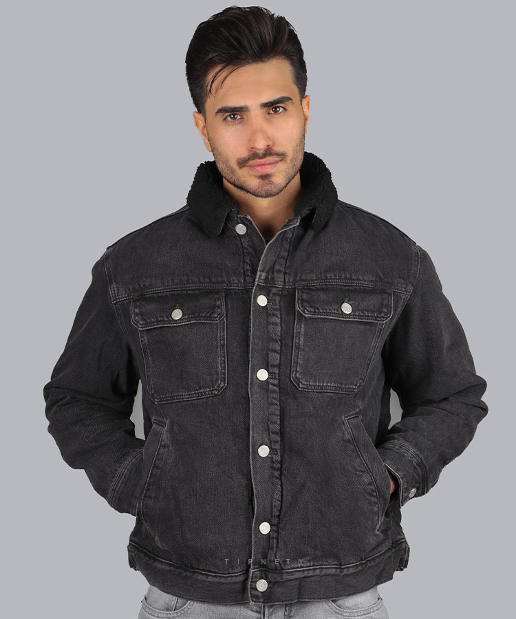 کت جین مردانه مدل خزدار 6401