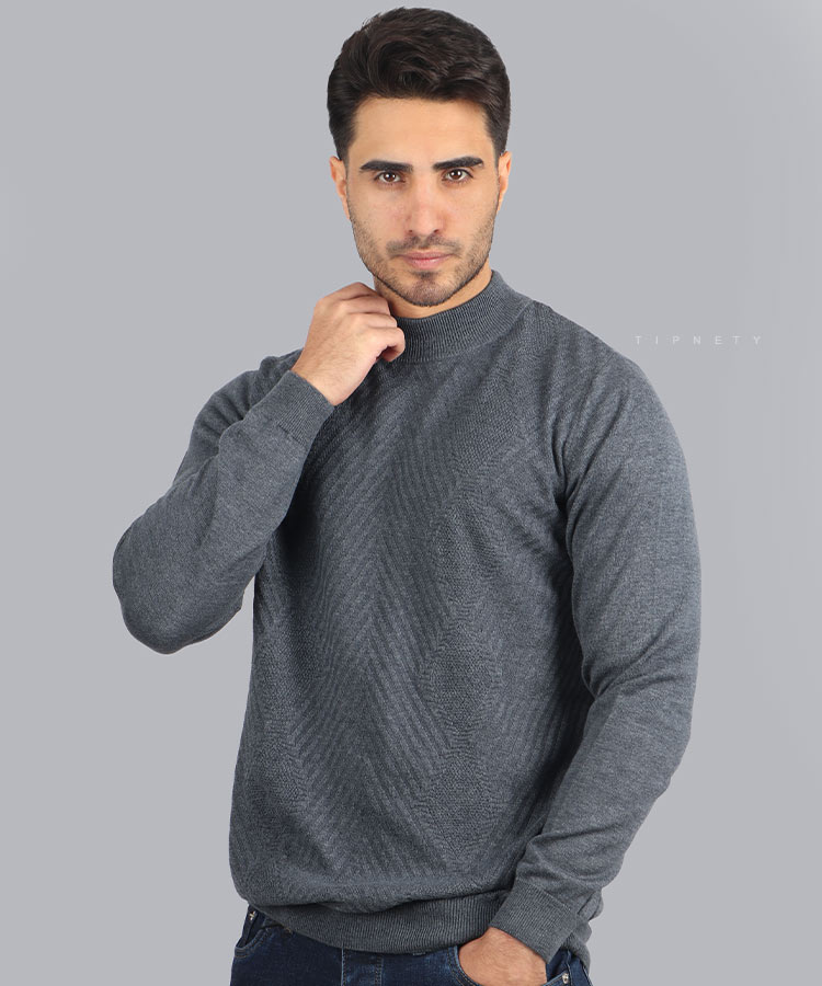 بافت یقه اسکی مردانه طرح دار 1434