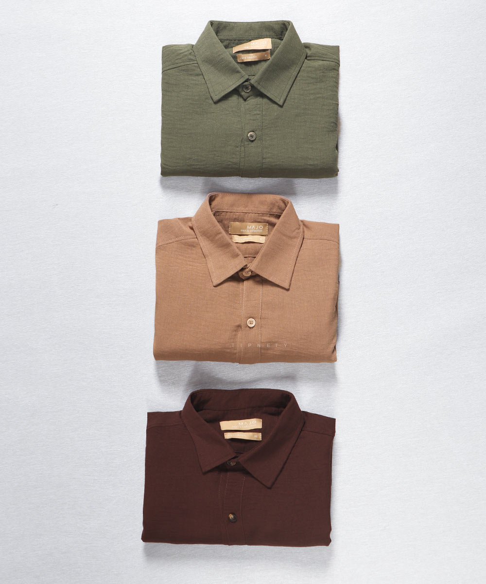 پیراهن لینن مردانه ساده 4409