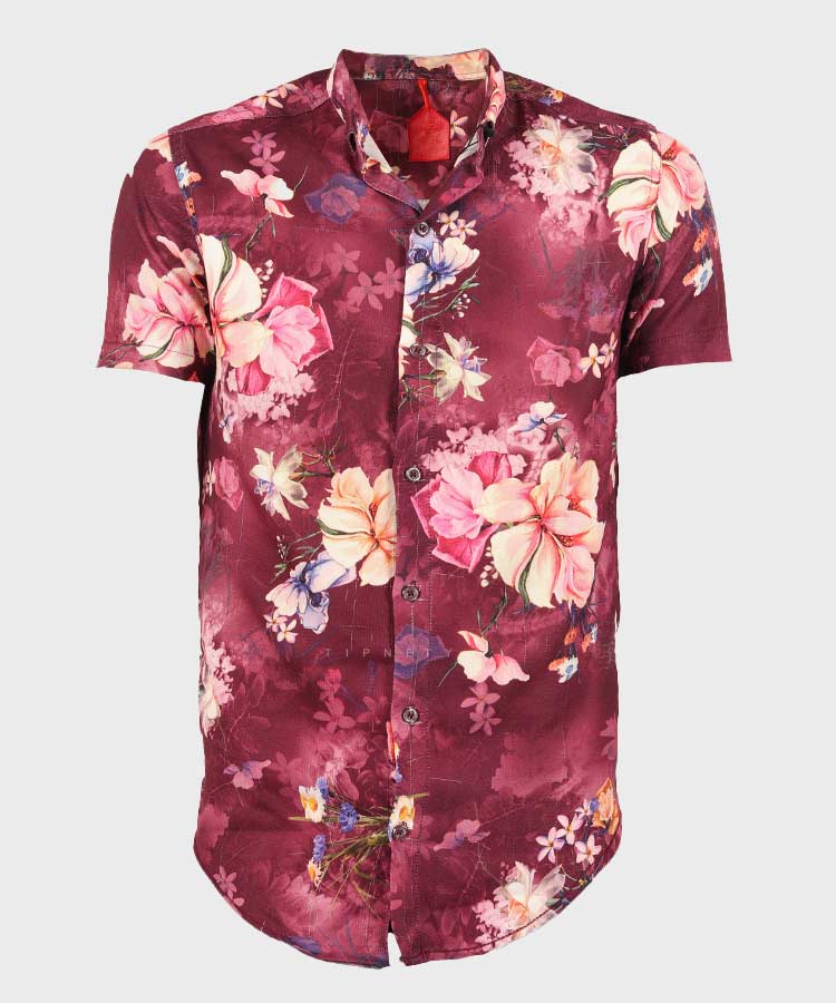 پیراهن مردانه هاوایی گلدار و آستین کوتاه 1020