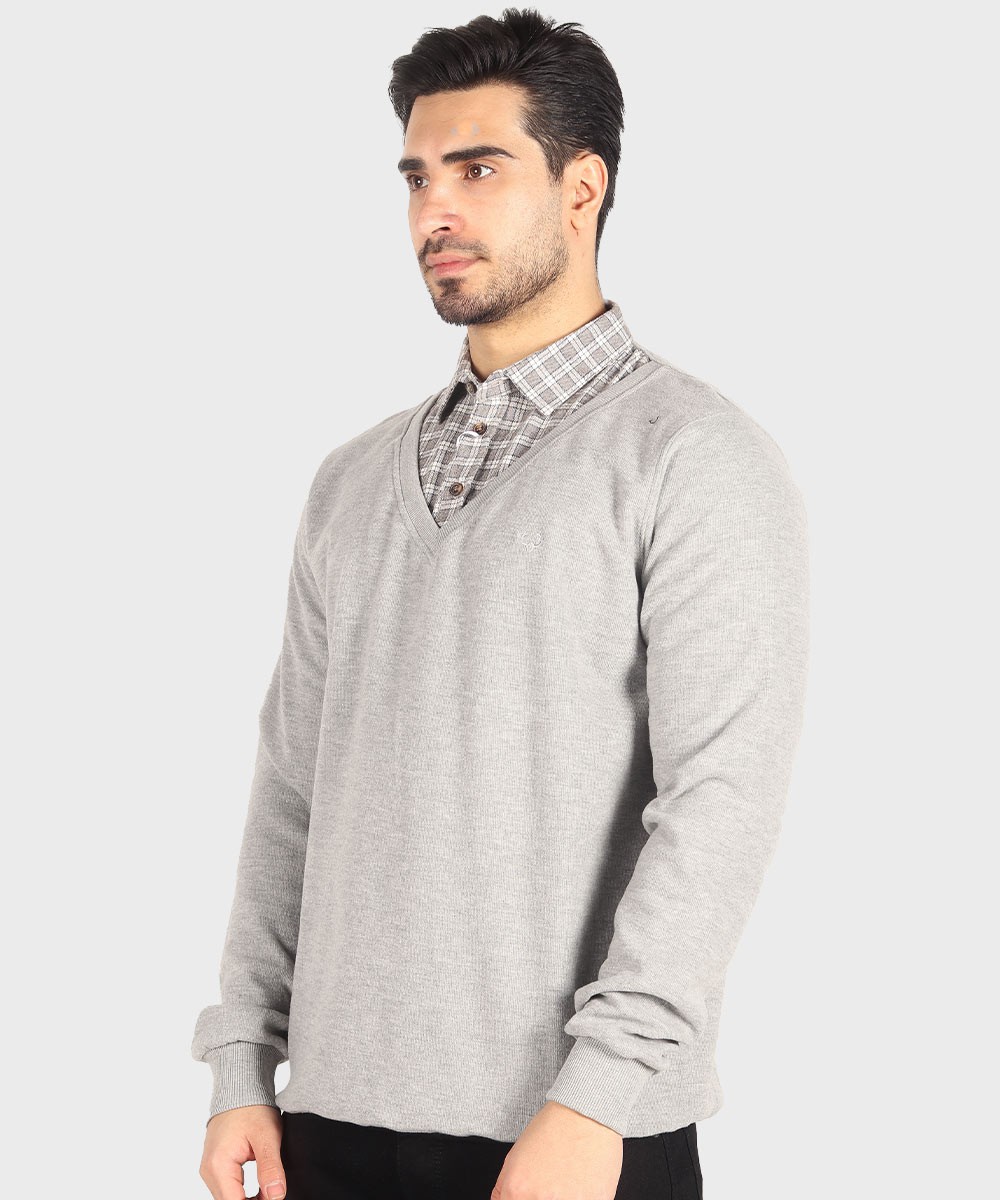         مشکی ملانژ سورمه ای پاییزه پلیور 2079  - تصویر 7