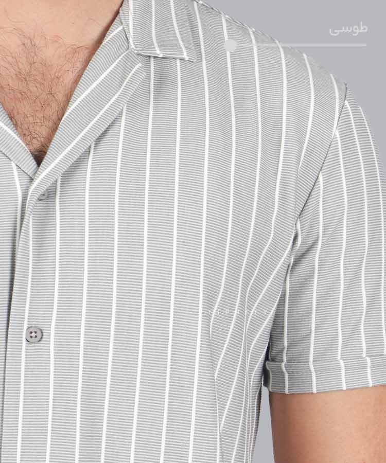                                                                                                                 طوسی مشکی سفید پیراهن یقه انگلیسی 0664  - تصویر 7