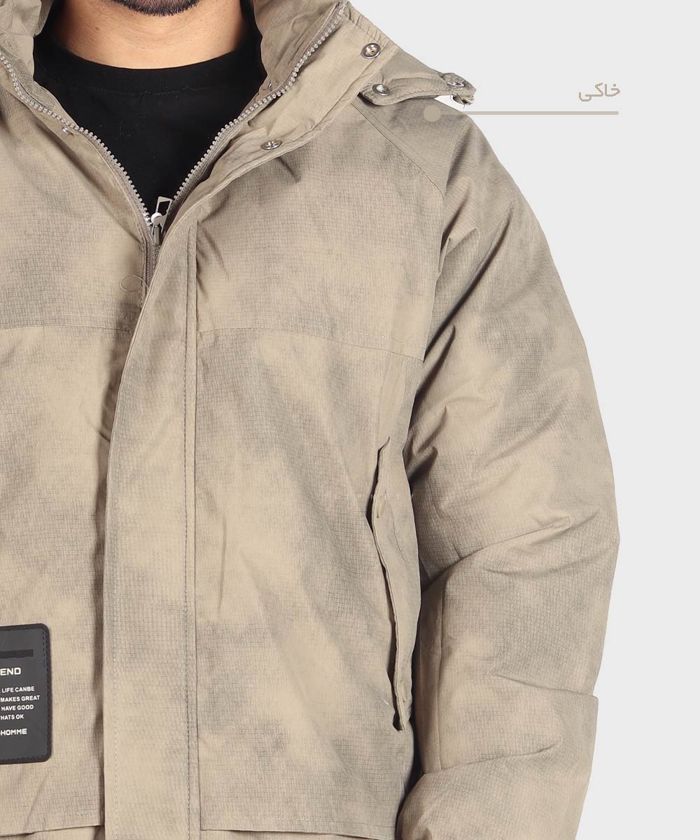 مشکی خاکی استخوانی زمستانه کاپشن 9659  - تصویر 6