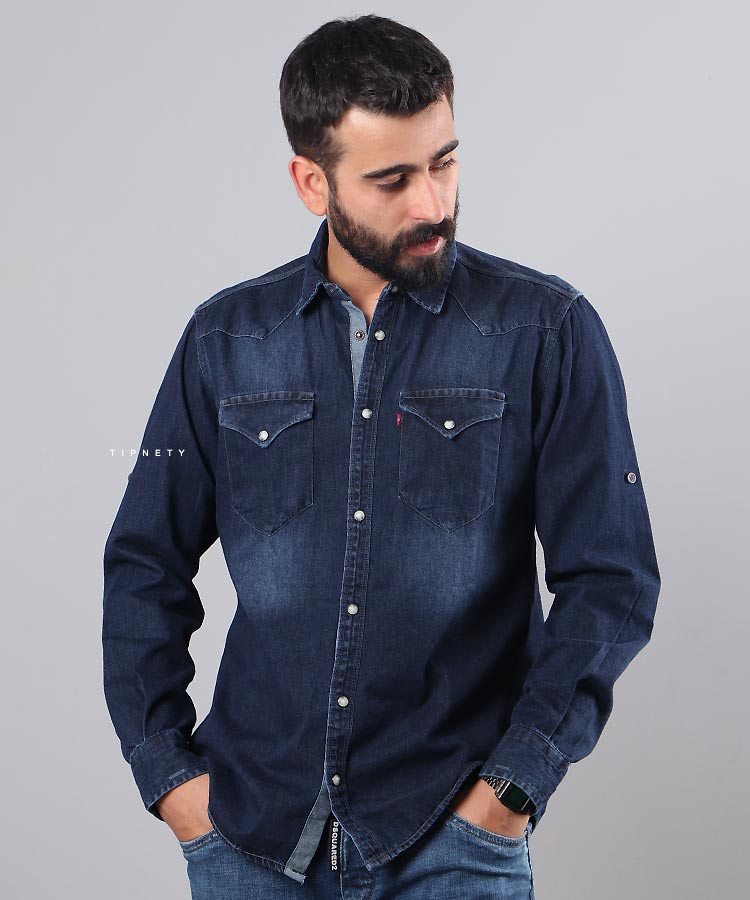 پیراهن مردانه آستین بلند جین 0745