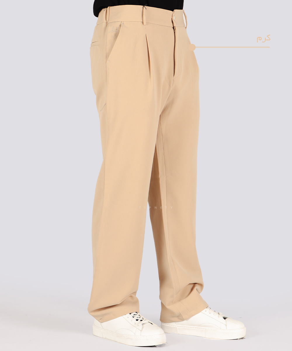                                                                 سورمه ای طوسی تیره مشکی کرم شکلاتی شلوار پارچه ای بگ استایل 0921  - تصویر 9