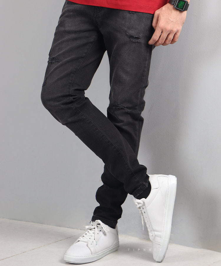 شلوار جین اسکینی مردانه ذغالی 1033