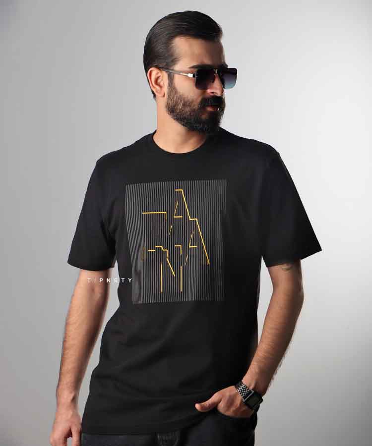                                 سفید مشکی خردلی طوسی تیشرت چاپی 1909  - تصویر 4