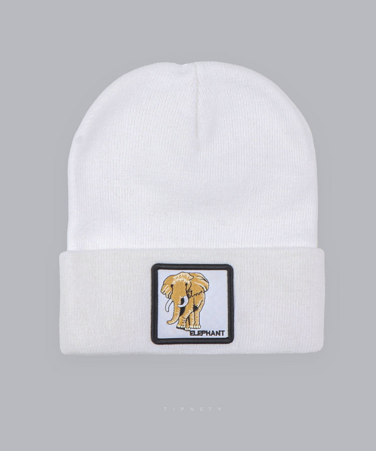 کلاه بافتنی سفید و زمستانه طرح فیل 5126