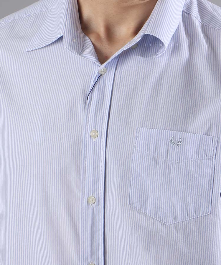                                 آبی روشن پیراهن آستین کوتاه کلاسیک 0886  - تصویر 3