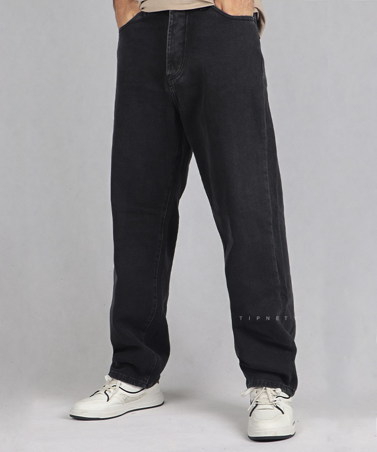 شلوار جین بگ مردانه ذغالی 6078