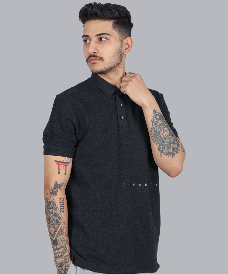                                         سورمه ای مشکی صدری   تیشرت یقه دار 1493  - تصویر 3