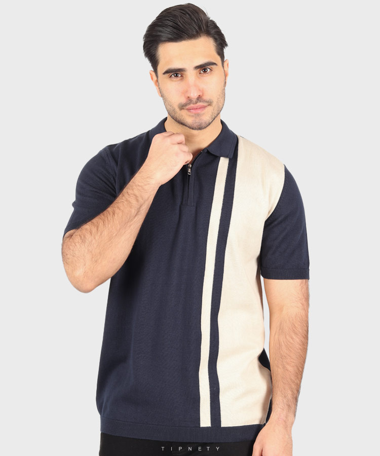 تیشرت یقه دار مردانه نیم زیپ 5305