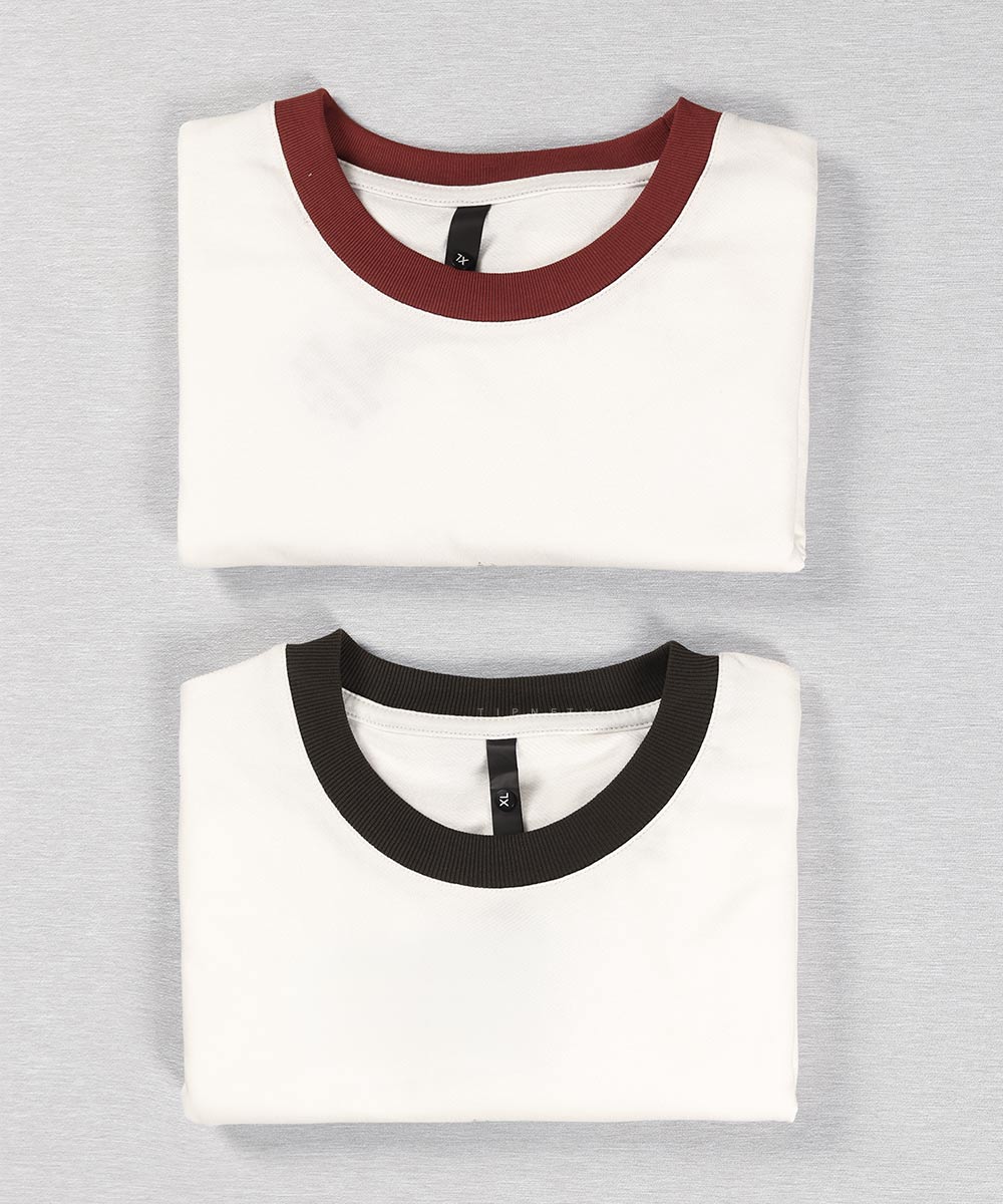 تیشرت لش طرحدار یقه رنگی 1729