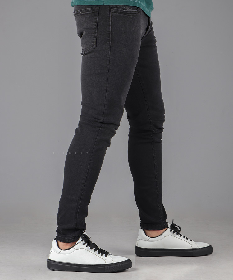 شلوار جین اسکینی مردانه ذغالی 1043