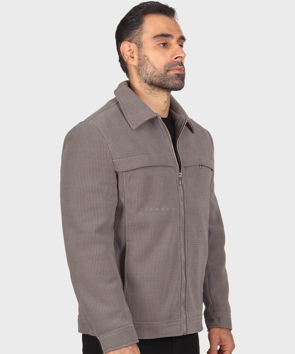                                         خاکی طوسی صدری زمستانه کت کتان 2603  - تصویر 14