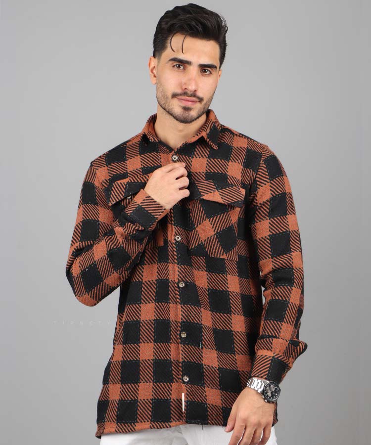                                                                                                                                                 آجری کرم مشکی لجنی طوسی تیره پاییزه پیراهن 0713  - تصویر 5