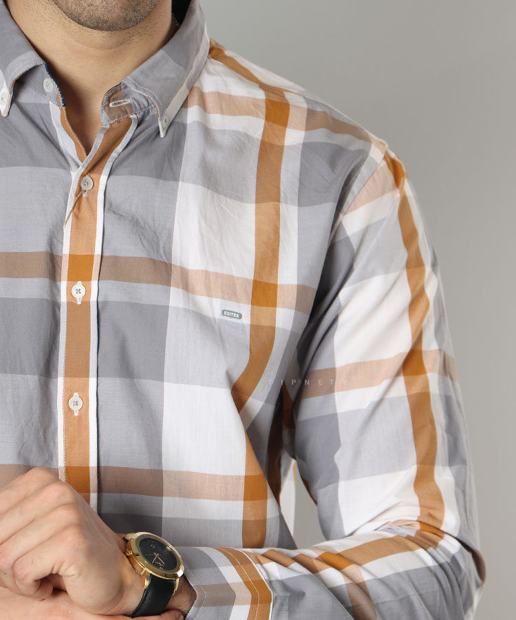 پیراهن مردانه آستین بلند چهارخانه 3998