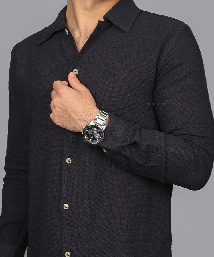                                                                                                                                                             کرم مشکی پسته ای صدری سفید پیراهن آستین بلند فیت 4021  - تصویر 10