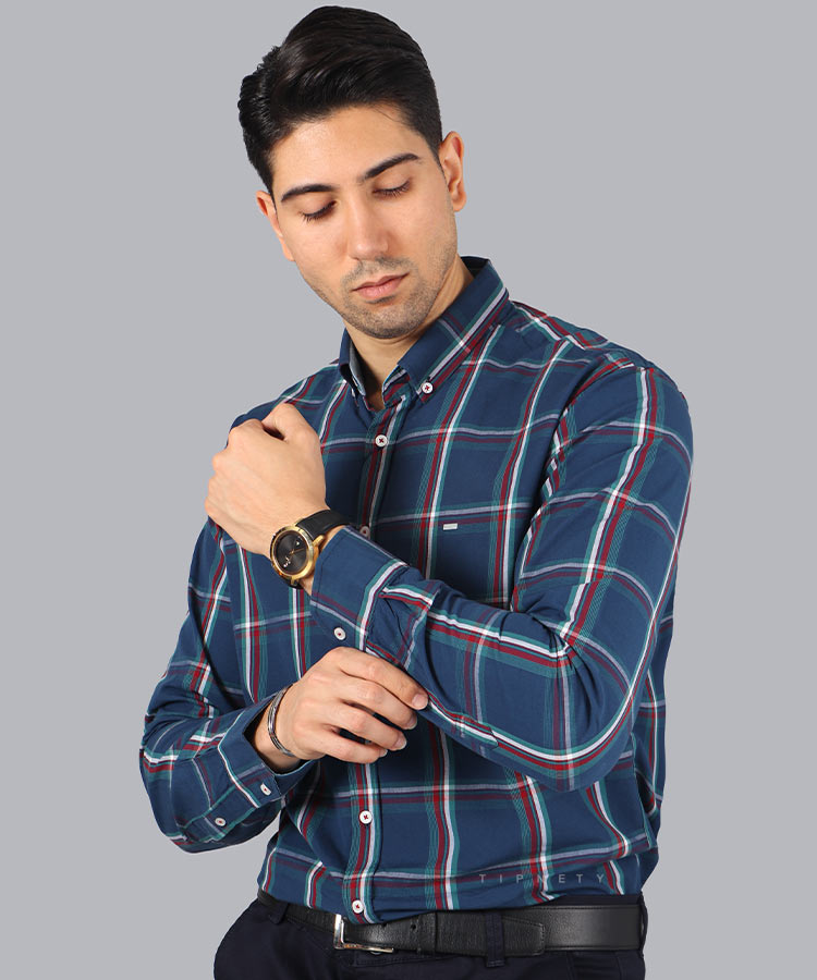 پیراهن مردانه آستین بلند چهارخانه 3014