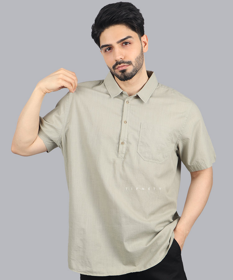                                                 زیتونی سفید دارچینی پیراهن لش 5147  - تصویر 3