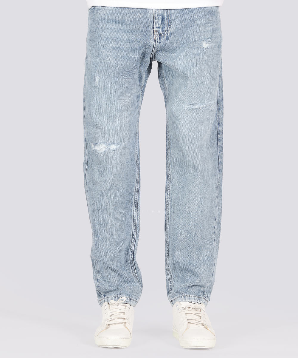 شلوار جین مام فیت مردانه آبی 2516