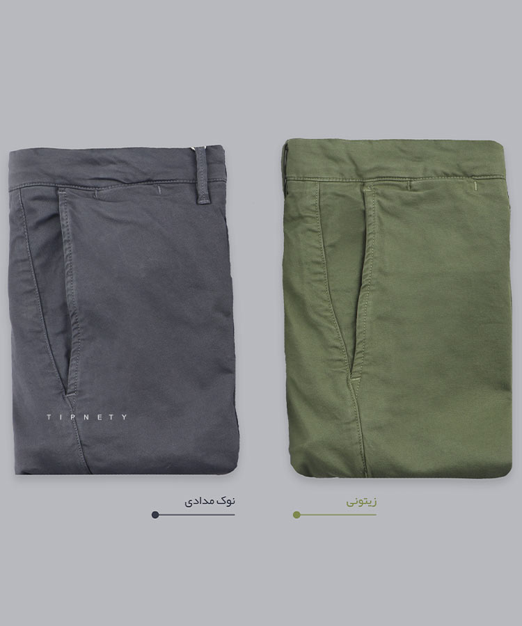                                                                                 کرم نوک مدادی صدری استخوانی زیتونی سورمه ای مشکی شلوار کتان فیت 0041  - تصویر 11