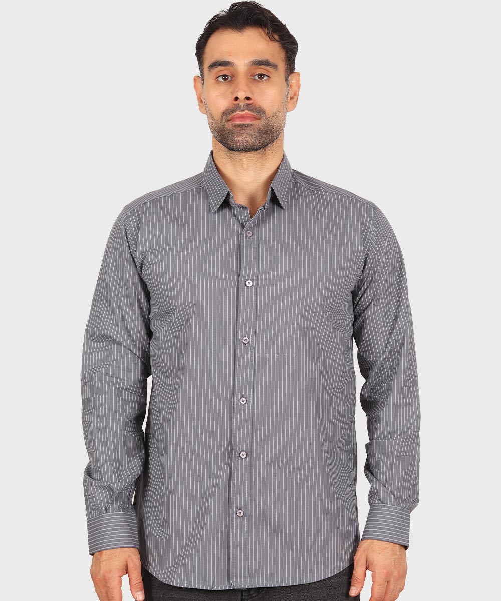                               طوسی دودی سفید آبی روشن پیراهن آستین بلند فیت 0346  - تصویر 4