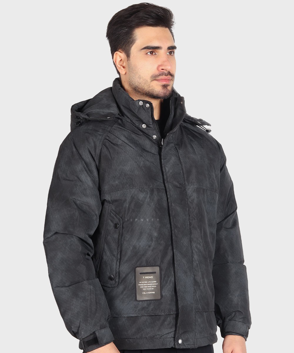 مشکی خاکی استخوانی زمستانه کاپشن 9659  - تصویر 13