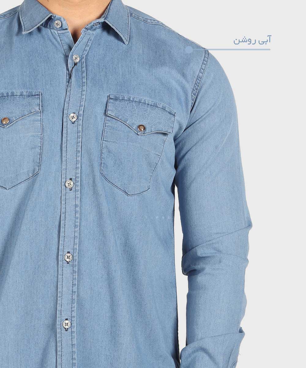                     ذغالی آبی تیره آبی روشن طوسی تیره پیراهن آستین بلند فیت 0776  - تصویر 6