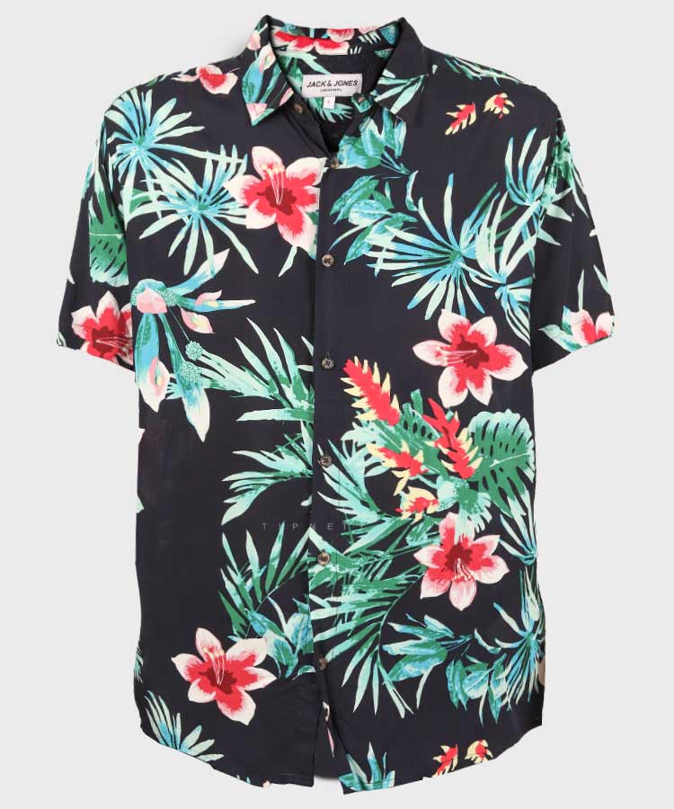 پیراهن مردانه هاوایی آستین کوتاه گلدار 2021