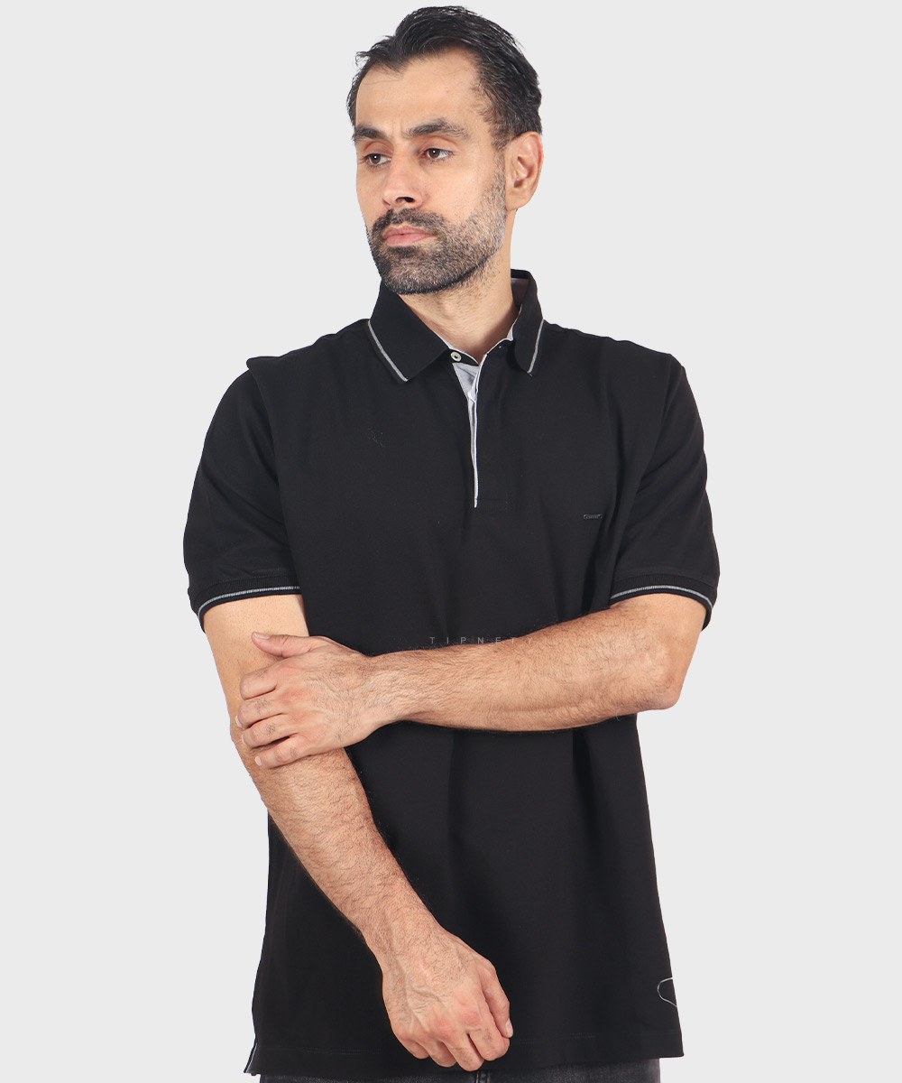                                       ملانژ سورمه ای مشکی تیشرت یقه دار 0569  - تصویر 19