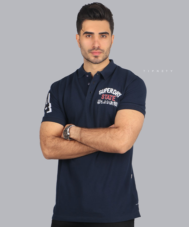 تیشرت یقه دار پنبه ای مردانه طرح دار 1481