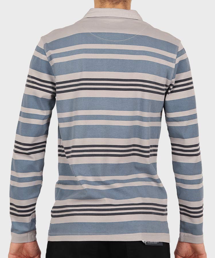 تیشرت آستین بلند مردانه یقه دار آبی 1220