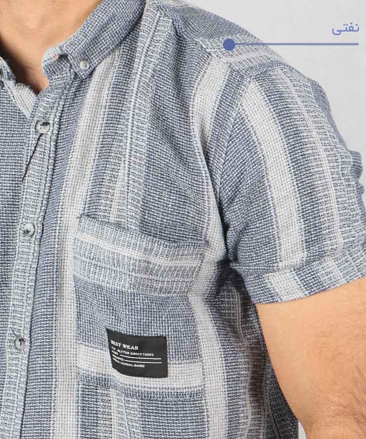                                                                                                                         شکلاتی نفتی سبز آبی خاکی صدری پیراهن آستین کوتاه فیت 0697  - تصویر 6