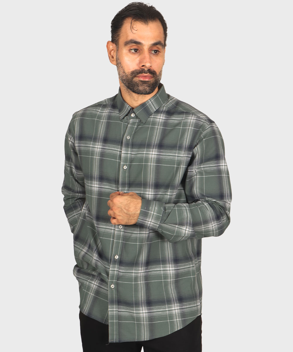                                                                                                                                 سورمه ای طوسی تیره طوسی روشن سبز کرم پیراهن آستین بلند فیت 0324  - تصویر 19