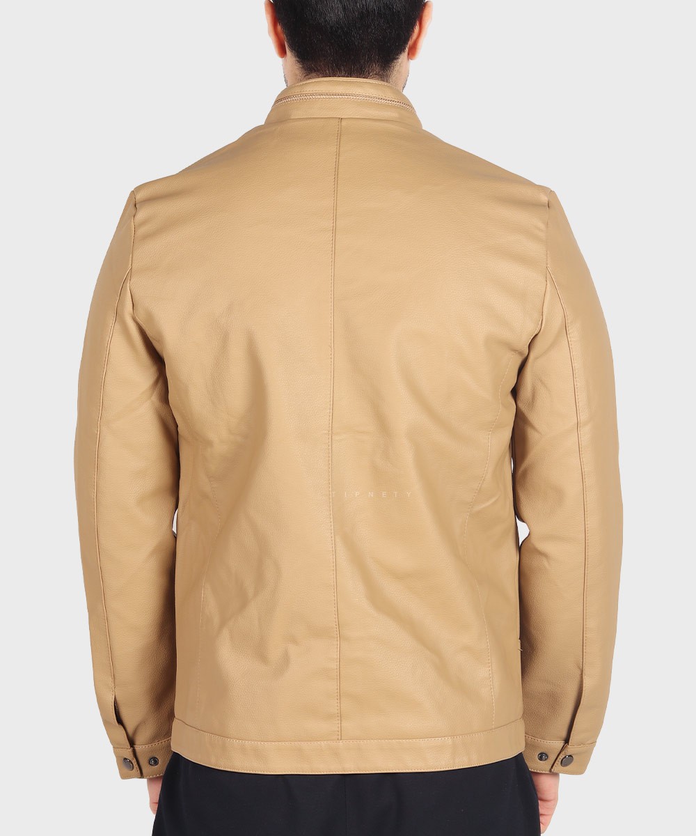 کرم طوسی مشکی زمستانه کت چرم 6313  - تصویر 4