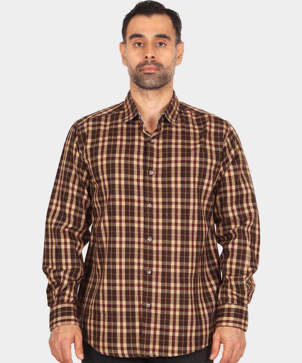 پیراهن مردانه پشمی چهارخانه 0159