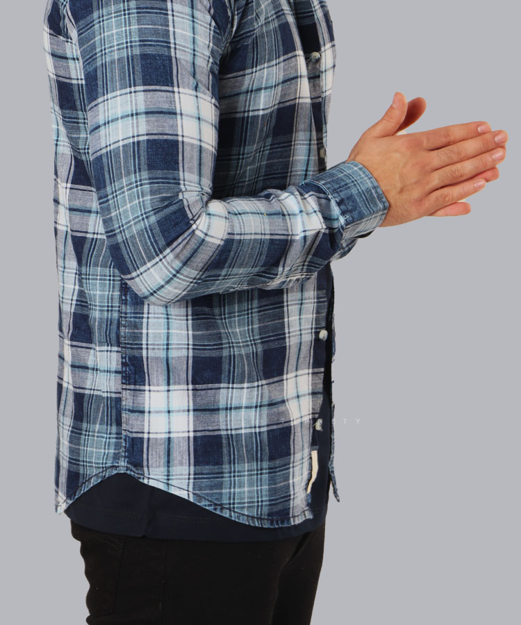                                                             نارنجی سورمه ای پسته ای آبی پیراهن آستین بلند فیت 0532  - تصویر 3