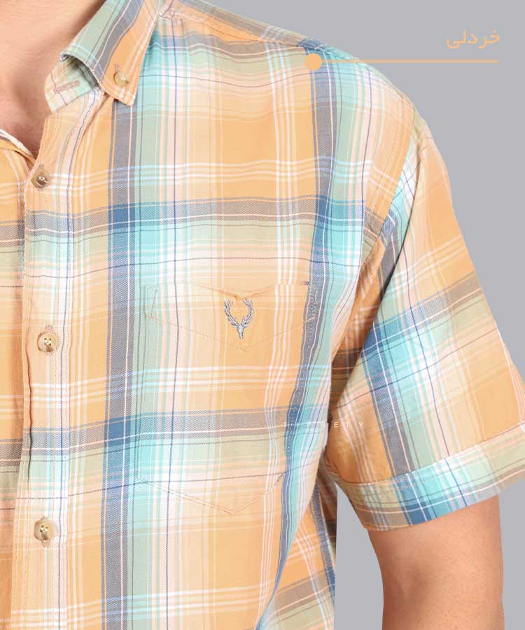                                                                               فیروزه ای خردلی سورمه ای سبز آبی شتری صورتی زرد پیراهن آستین کوتاه کلاسیک 2732  - تصویر 6