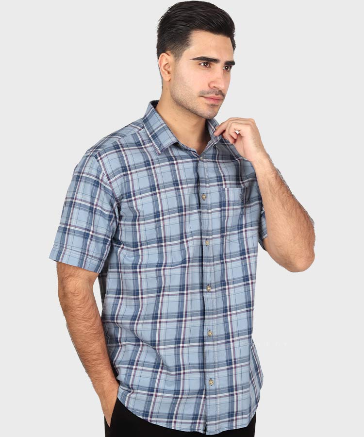                     آبی پیراهن آستین کوتاه کلاسیک 0938  - تصویر 4