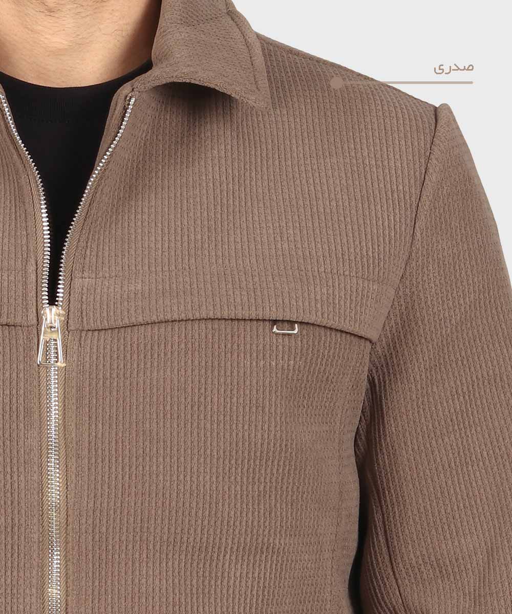                                         خاکی طوسی صدری زمستانه کت کتان 2603  - تصویر 7