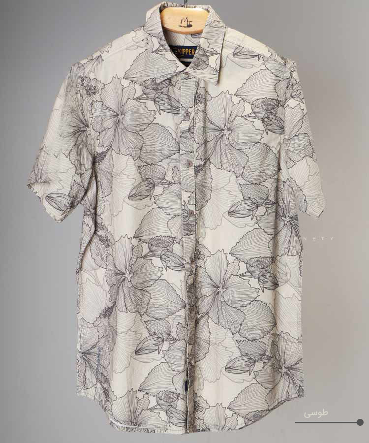                               طوسی کرم دودی ذغالی پیراهن آستین کوتاه فیت 2422  - تصویر 6