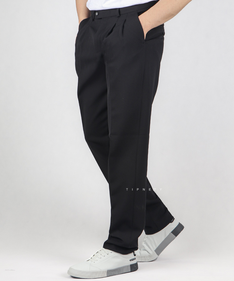 شلوار پارچه ای مام استایل پیله دار مشکی 0795