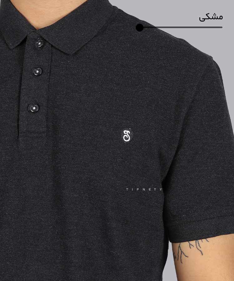                                         سورمه ای مشکی صدری   تیشرت یقه دار 1493  - تصویر 5